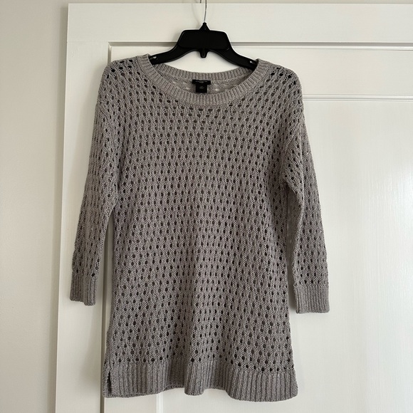 Ann Taylor Gray Shimmer Crochet Sweater - Picture 3 of 7